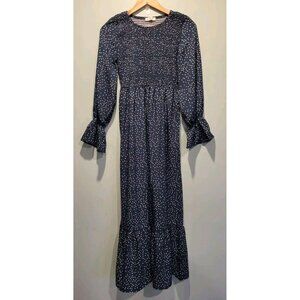 Anna-Kaci Emerald Green Polkadot Bell Sleeve Smocked Cottagecore Maxi Dress S/M